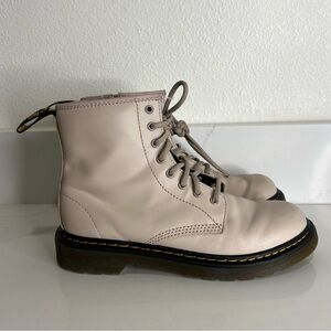 Dr. Martens Smooth Leather Lace-Up Boots Side Zip Light Tan Youth Size US 3
